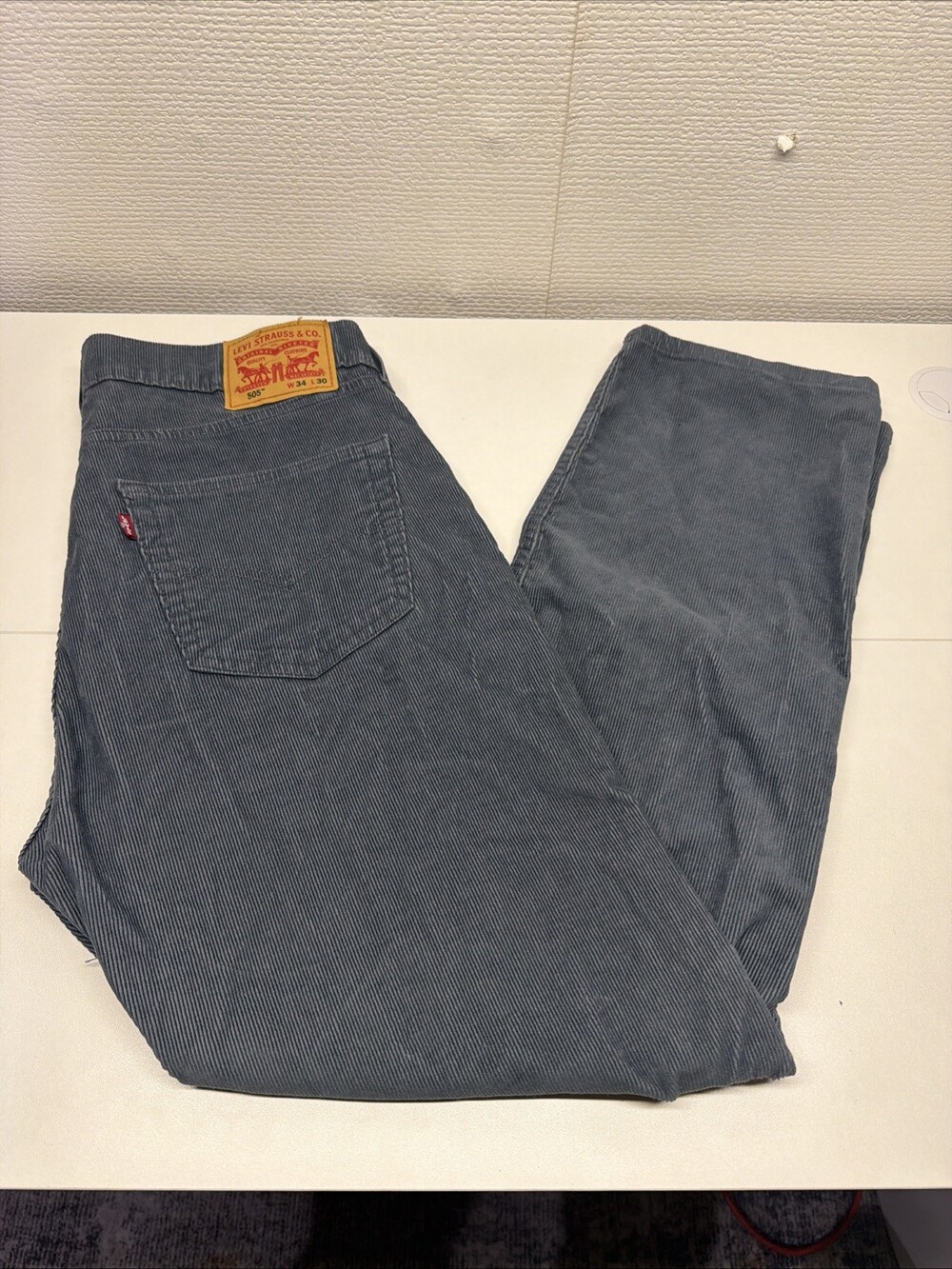 Levis 505 Pants Mens 34x30 Slate Gray Corduroy Pinwale Regular Straight Preppy